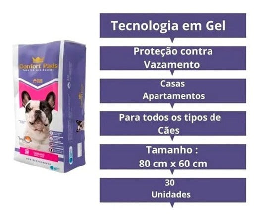 Tapete Higiênico Pet 80x60 Confort Pads 30 Unidades