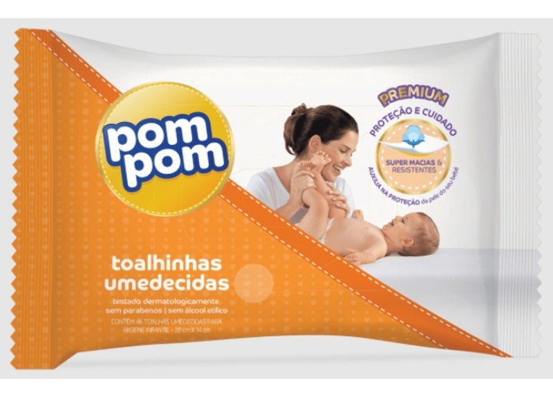 Toalha Umedecida Pompom Higiene Infantil Pom Toalhinha