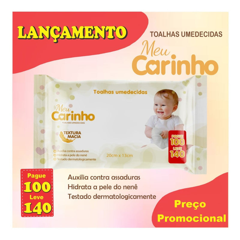 Lenço Toalhas Umedecidas Meu Carinho Econômico 140un Atacado