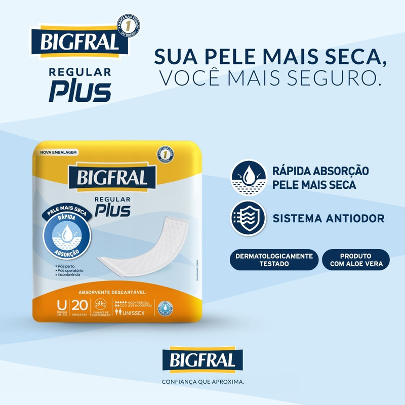 Absorvente Regular Plus 20 Unidades - Bigfral