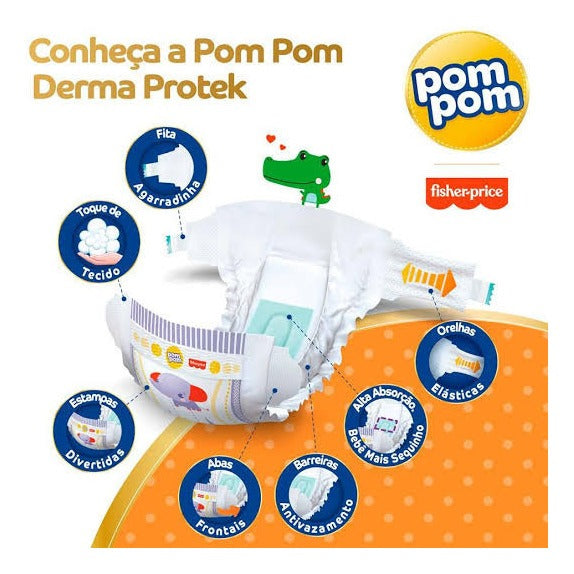 Fralda Descartável Pom Pom Protek Hiper Pacotão
