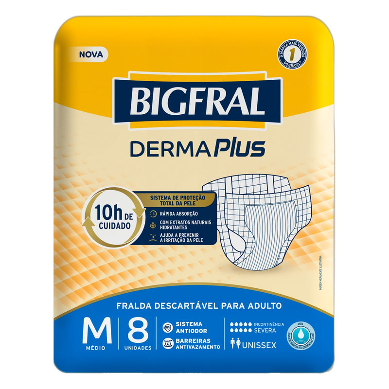 Fralda Geriátrica Descartável Bigfral Derma Plus Jumbo