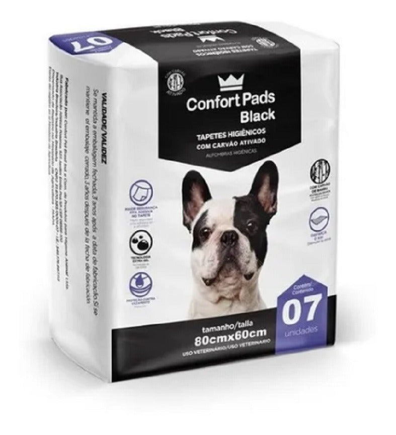 Tapete Higiênico Confort Pads Black 80x60cm 7 Unid Para Cães