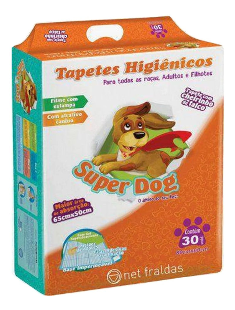 Tapete Higiênico Para Cachorro 80x60cm Super Dog Slim 30un