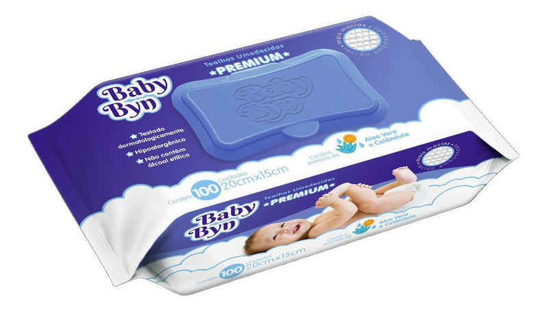 Toalha Umedecida Macia Baby Byn Premium Pacote 100 Unidades