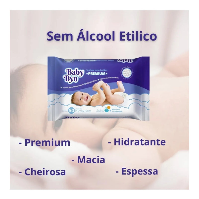 Toalha Umedecida Macia Baby Byn Premium Pacote 100 Unidades