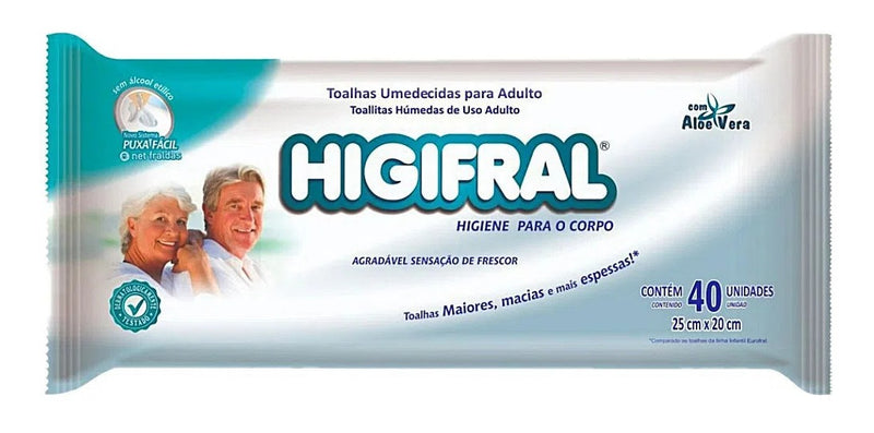 Toalhas Umedecidas Higifral - Com 40 Unidades