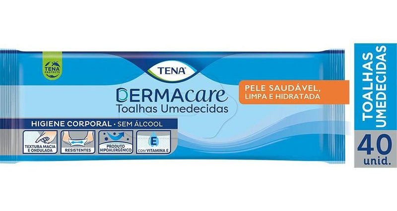 Toalhas Umedecidas Tena Dermacare Com 40 Unidades