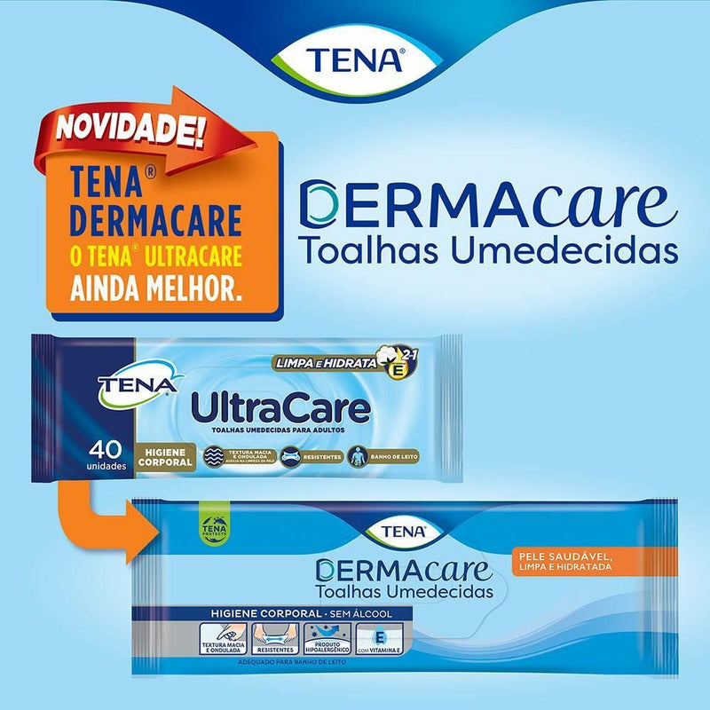 Toalhas Umedecidas Tena Dermacare Com 40 Unidades