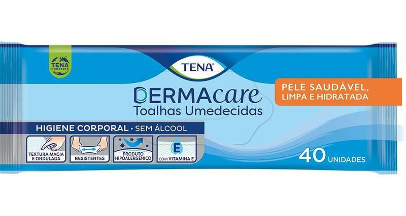 Toalhas Umedecidas Tena Dermacare Com 40 Unidades