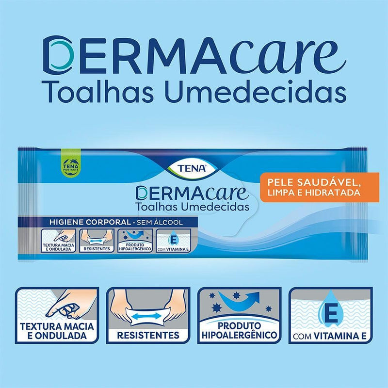 Toalhas Umedecidas Tena Dermacare Com 40 Unidades