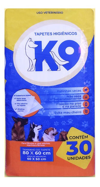 Tapete Higiênico K9 Pet Super Absorvente 30 Unidades 80x60cm
