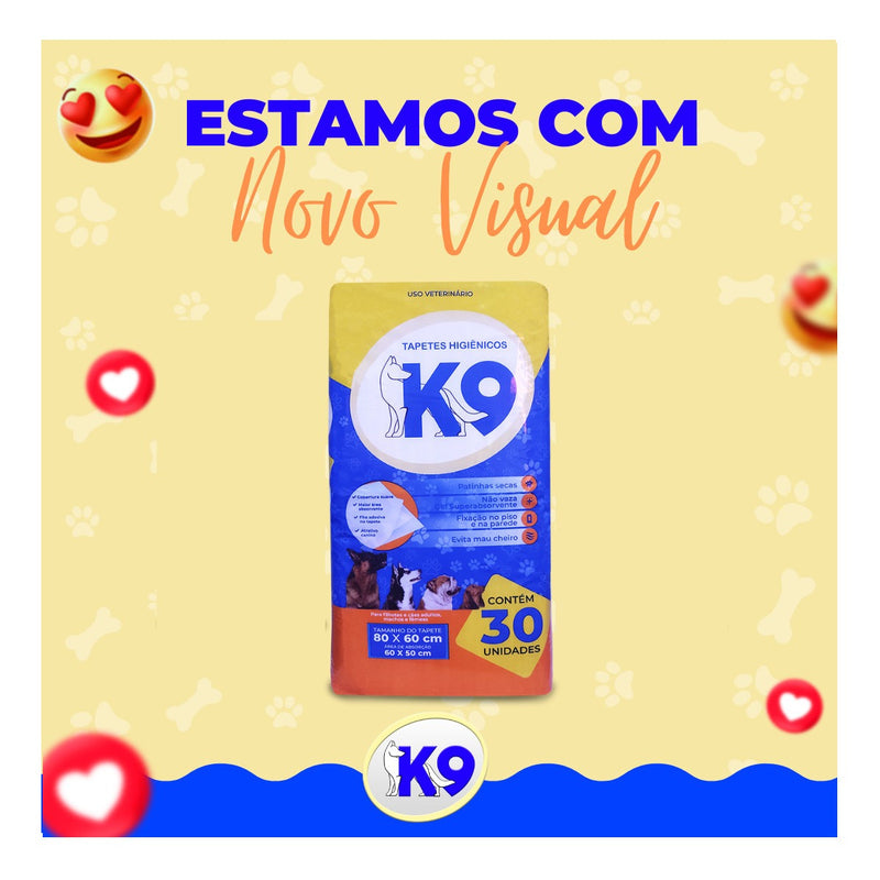 Tapete Higiênico K9 Pet Super Absorvente 30 Unidades 80x60cm