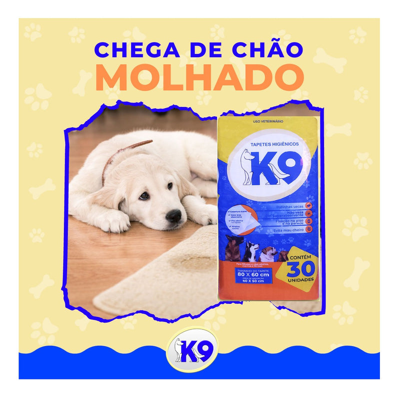 Tapete Higiênico K9 Pet Super Absorvente 30 Unidades 80x60cm