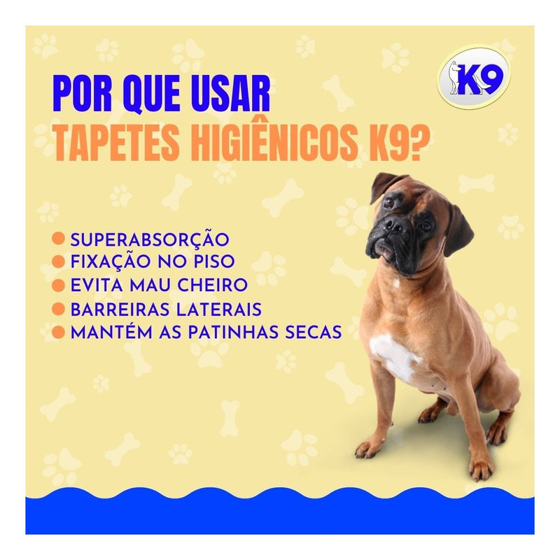 Tapete Higiênico K9 Pet Super Absorvente 30 Unidades 80x60cm