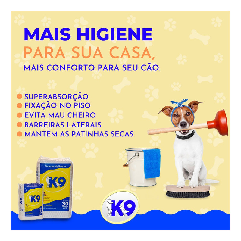 Tapete Higiênico K9 Pet Super Absorvente 30 Unidades 80x60cm