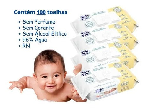 Lenços Umedecidos Baby Byn Rn 100 Toalhinhas Recém Nascido