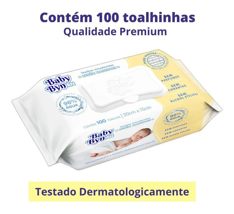 Lenços Umedecidos Baby Byn Rn 100 Toalhinhas Recém Nascido