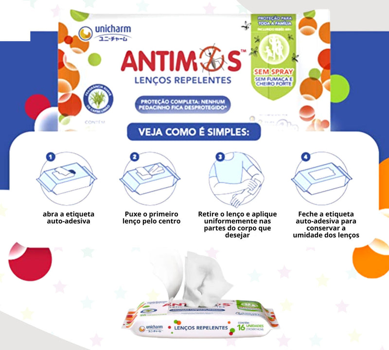 Lenços Repelentes Antimos 16 Unidades