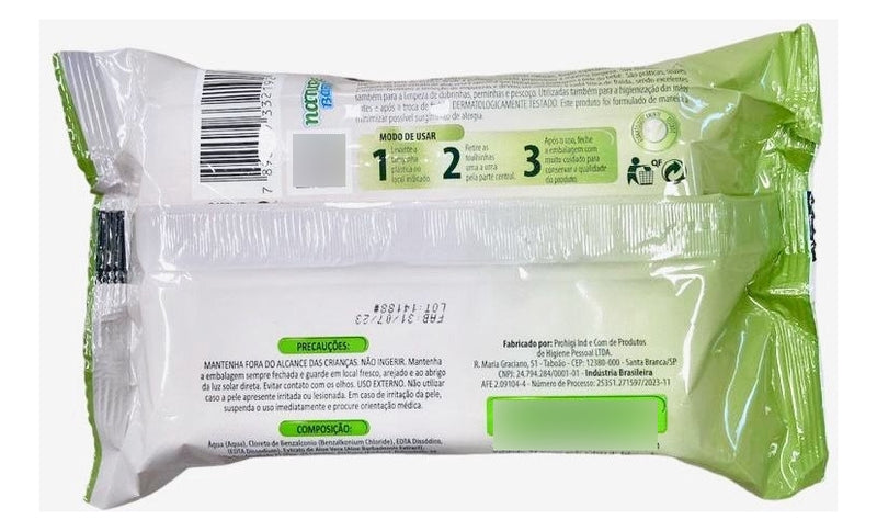 Lenço Toalha Umedecida Bebê Nature Baby Aloe Vera 100