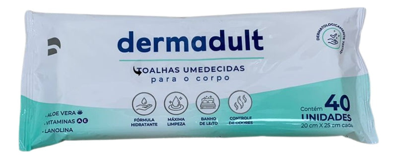 Toalha Umedecida Dermadult Pacote C/40 Unidades