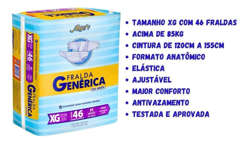 Fralda Geriátrica Descartável Absorv Genérica