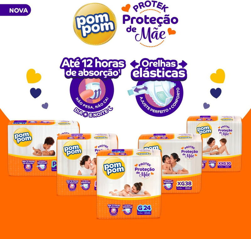 Fralda Descartável Pom Pom Protek Mega