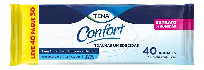 Toalhas Umedecidas Geriatricas Tena Confort Leve C/40 Unid