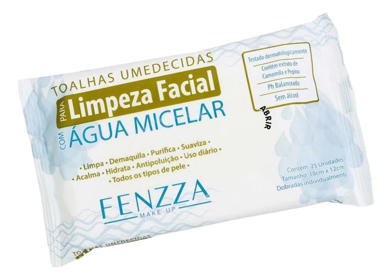 Lenço Demaquilante Agua Micelar Fenzza Maquiagem Cílios