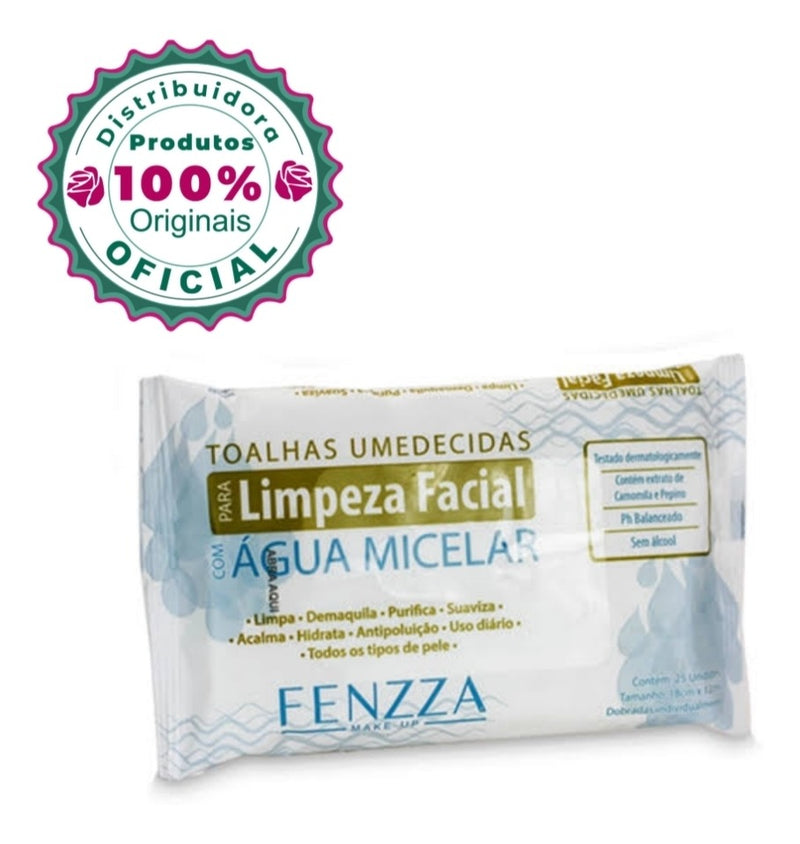 Lenço Demaquilante Agua Micelar Fenzza Maquiagem Cílios