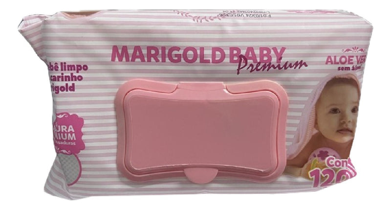 Marigold Baby Premium Rosa Lenços Umedecidos 120un