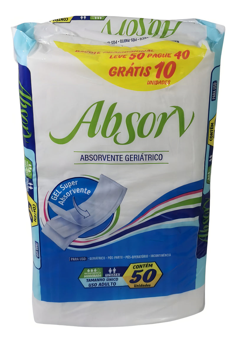 Absorvente Para Adulto Geriátrico Pós Parto Absorv C/ 50un