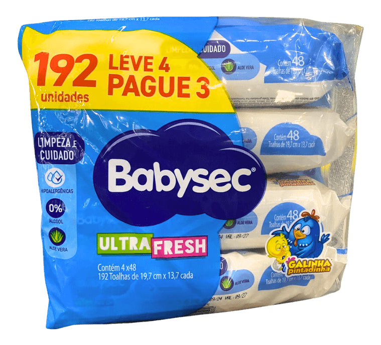 Lenço Umedecido Pacote Economico 85g - Pack 192 Unidades