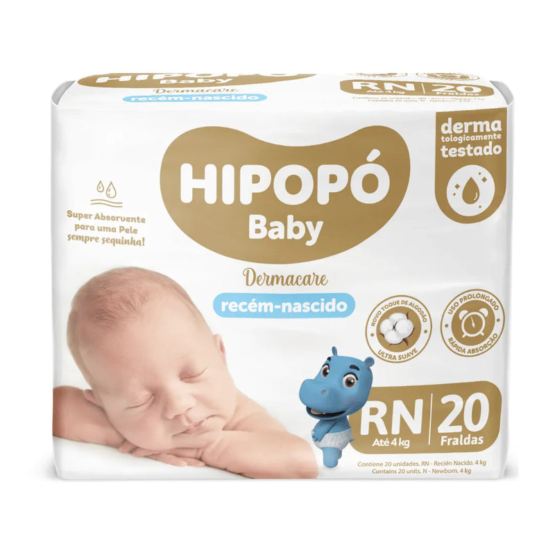 Fralda Descartável Hipopó Baby Recém Nascido
